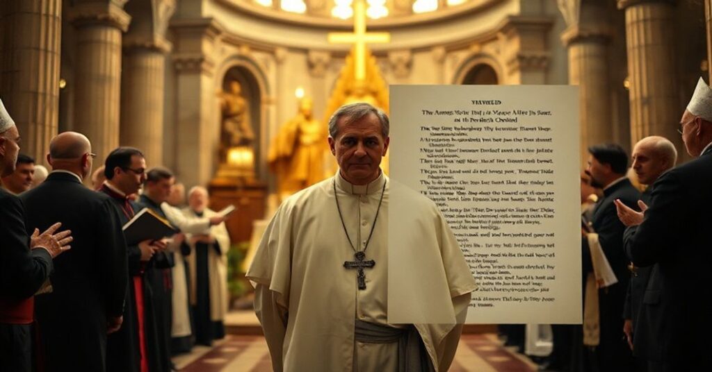 Prawdziwy kapłan katolicki w tradycyjnych szatach liturgicznych stojący w moskiewskiej katedrze otoczony heretykami podczas ekumenicznego koncertu.