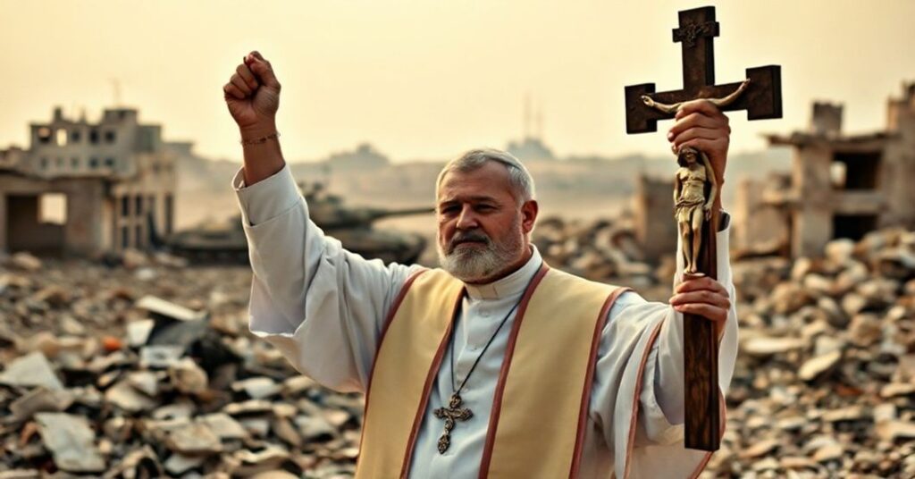 Sobór katolicki w ruinach Gazy - symbol nadziei i pokoju przez Chrystusa Króla