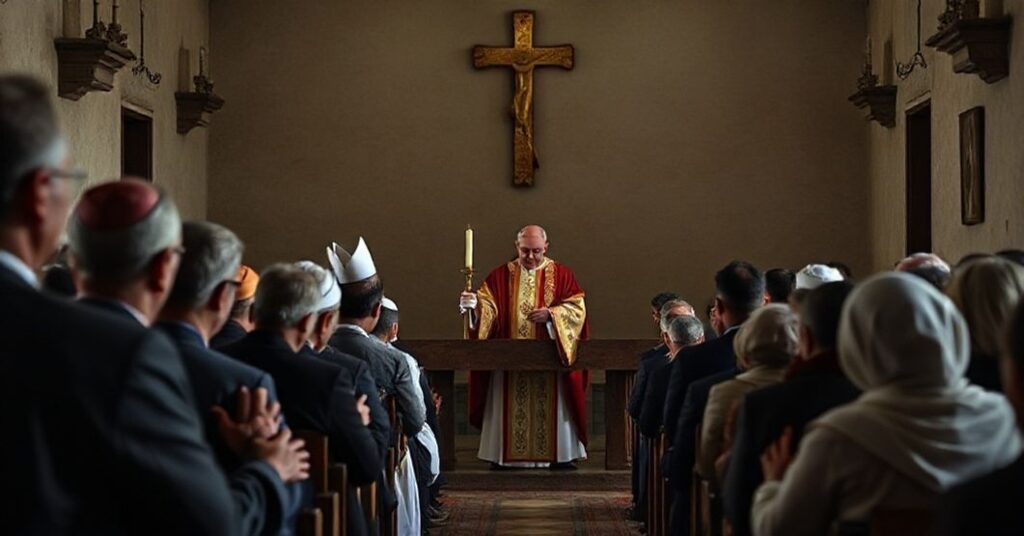 Sobór w Gazie z udziałem pseudo-kardynała Pizzaballi i biskupa Shomali podczas noworytualnej mszy