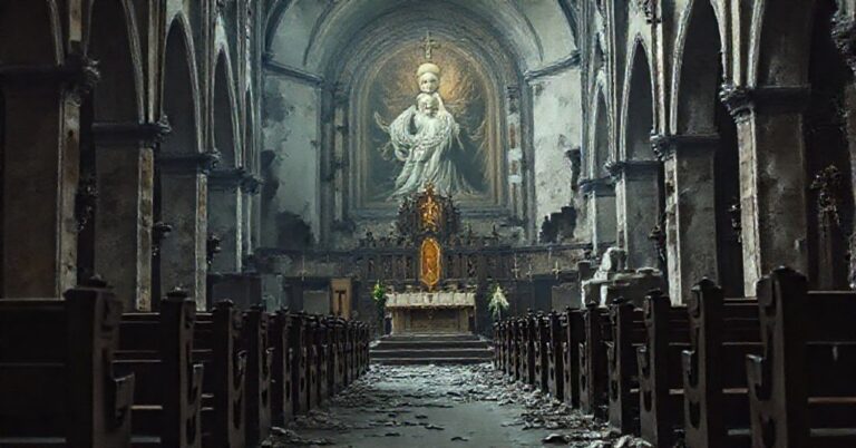 Sobór Watykański II jako droga do apostazji - tradycyjne wnętrze kościoła w ruinie