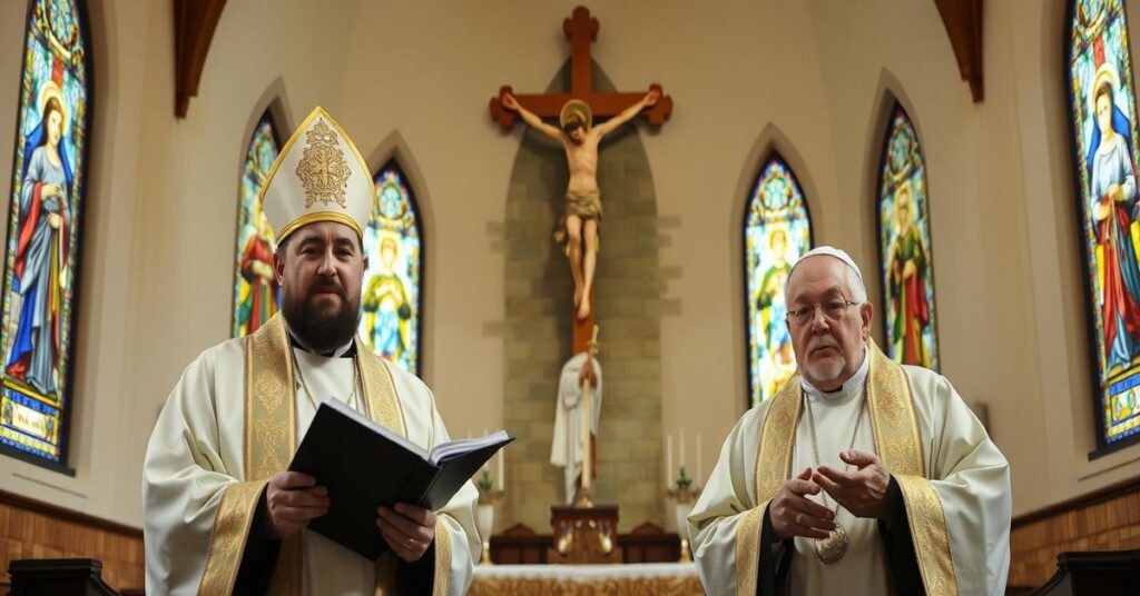 Ks. Batruch i ks. Draus przemawiają w kościele w Lublinie o ofiarach wojny na Ukrainie.