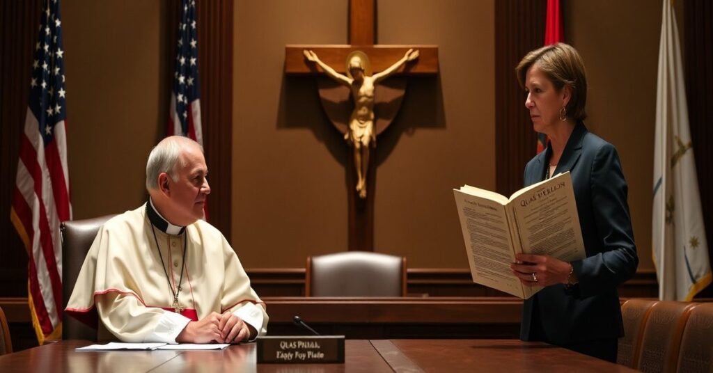 Biskup Robert Barron i Carrie Prejean Boller w trakcie publicznego rozprawy o katolickim nauczaniu o Izraelu