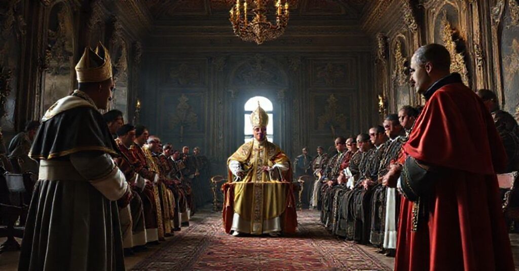 Scena spotkania uzurpatora Leona XIV z prezydentem Ukrainy Wołodymyrem Zełenskim w Castel Gandolfo w 2025 roku