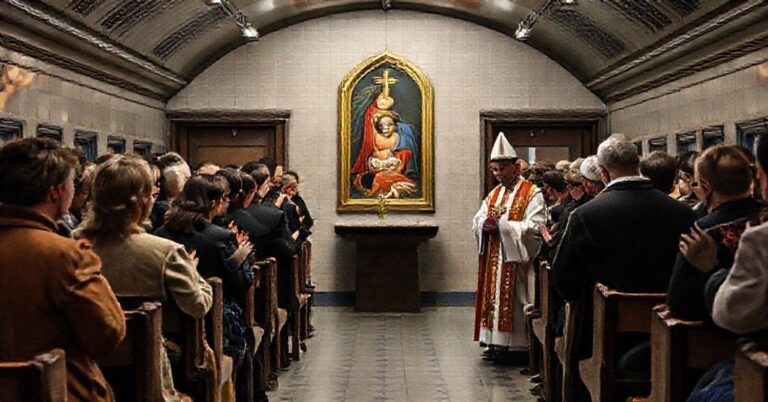 Powyższe przedstawienie spowiedzi na dworcu we Wrocławiu jako przykład profanacji sakramentu pokuty.