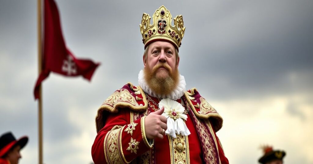 Stary ksiądz Bruno Kant modli się przed ołtarzem z hostią, z ruiny kościoła na tle. Uzurpator Leon XIV symbolizuje okupację watykańską.