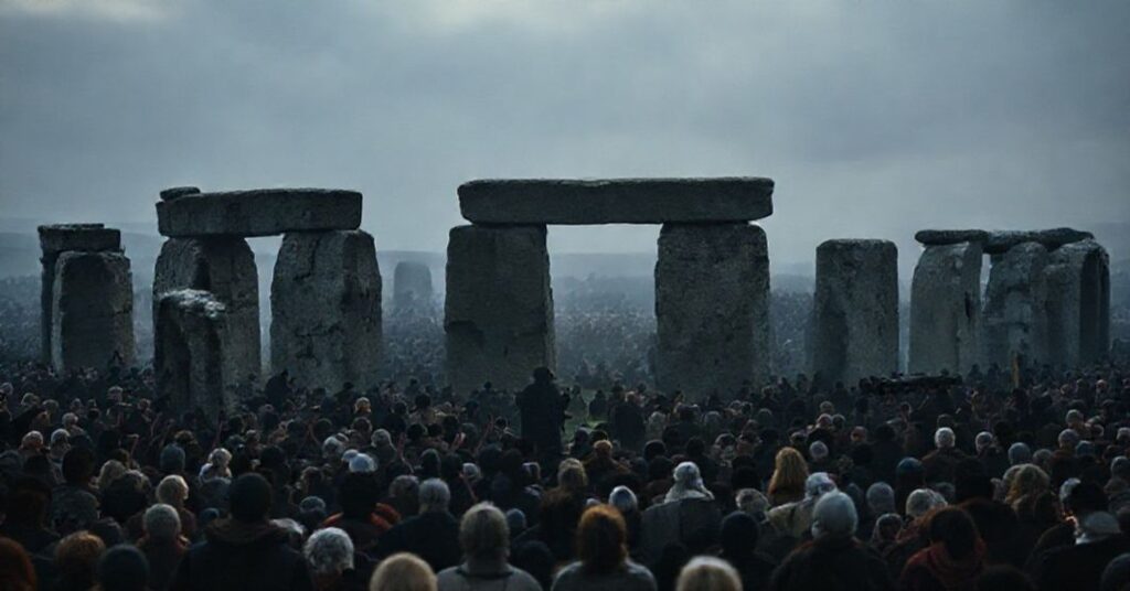 Tysiąc ludzi zgromadzonych w Stonehenge podczas pogańskiego święta przesilenia zimowego.