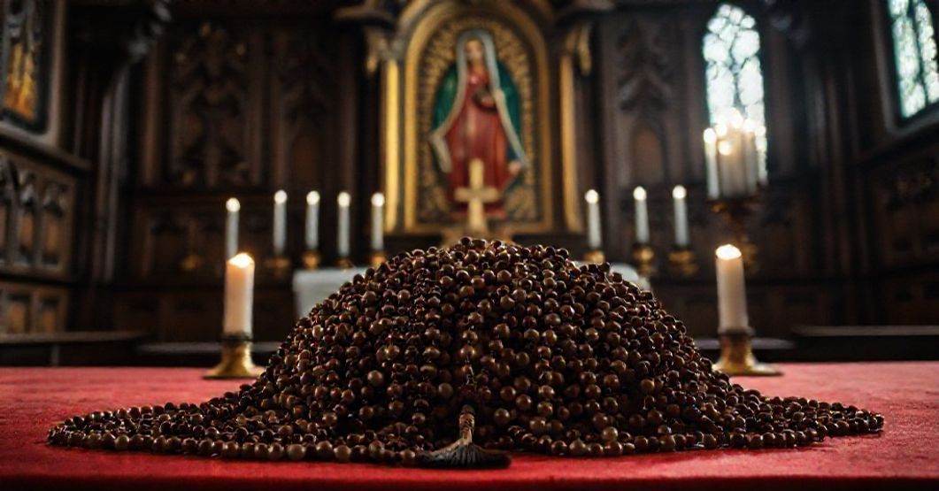 Kult fałszywych świętych - modernistyczne mistyfikacje na Jasnej Górze Stutysięczny różaniec z relikwiami pseudomęczenników z Pariacoto na Jasnej Górze w tradycyjnym kościele katolickim