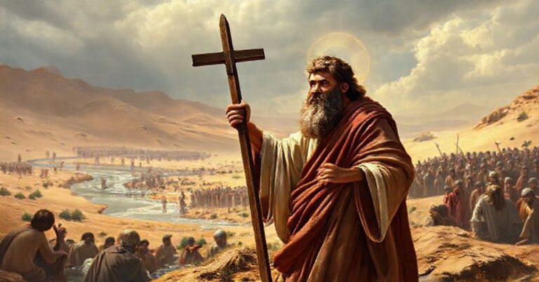 Święty Jan Chrzciciel w pustyni głoszący nawrócenie przed przyjściem Chrystusa