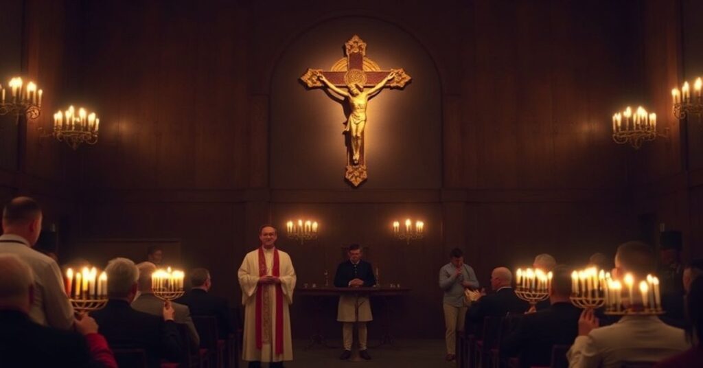 Wnętrze ostrowskiej synagogi podczas kontrowersyjnego "Dnia Judaizmu", z udziałem "biskupa" Damiana Bryla i dr. Krzysztofa Morty.