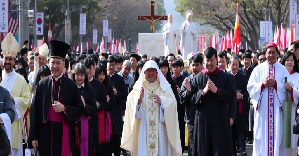 Procesja katolicka podczas synkretycznych Światowych Dni Młodzieży w Seulu 2027