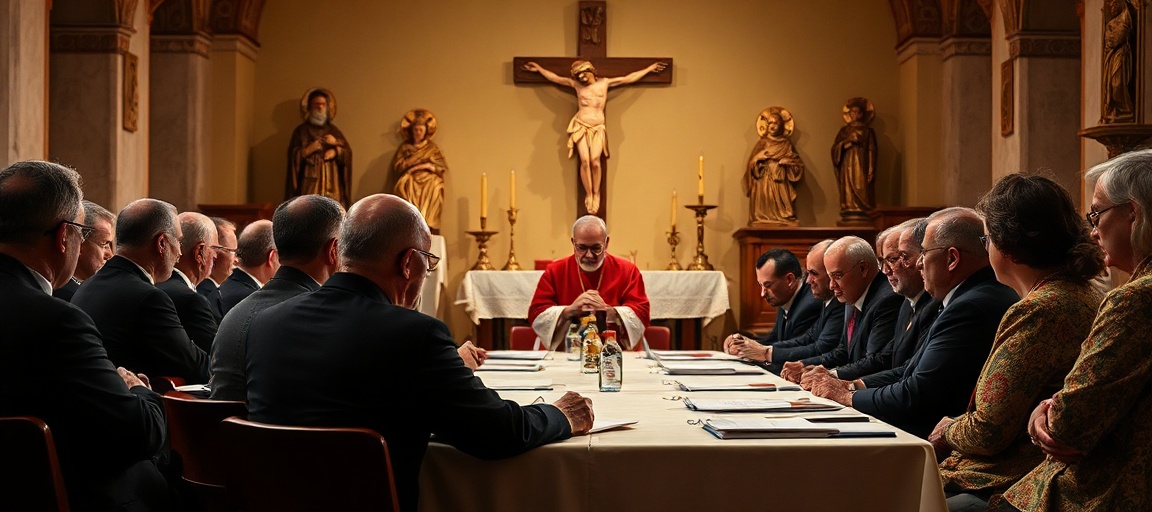 Zgromadzenie Diecezjalnej Rady Duszpasterskiej w Bydgoszczy podczas synodu diecezjalnego. Biskup przewodniczący i ks. Karol Rawicz-Kostro podczas przemówienia w tradycyjnym kościele katolickim.
