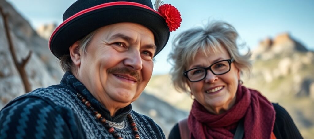 Arcybiskup Światosław Szewczuk i biskup Urgell José Luis Serrano Penina spotykają się w Andorze przed tłem kościoła katolickiego i symboli ONZ.