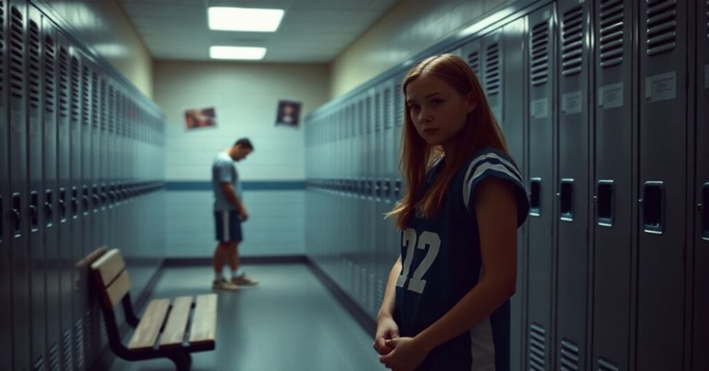 Zmieszana szatnia szkolna - dziewczyna w rozterce obok biologicznego mężczyzny identyfikującego się jako "transgender"