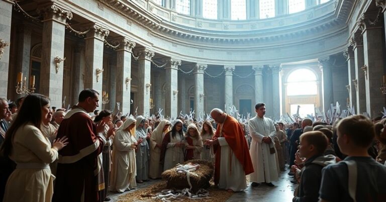Pomnikowa scenografia watykańskiej szopki z 25 tysiącami białych wstążek symbolizujących dzieci uratowane przed aborcją.