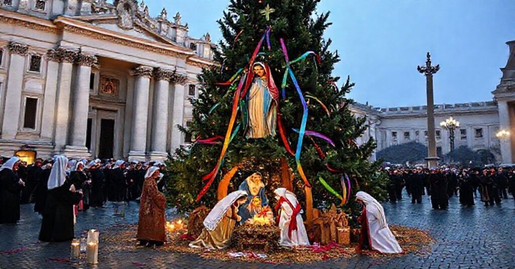 Sobór Watykański obecny na świętej szopce z diecezji Nocera Inferiore-Sarno i choince w Auli Pawła VI