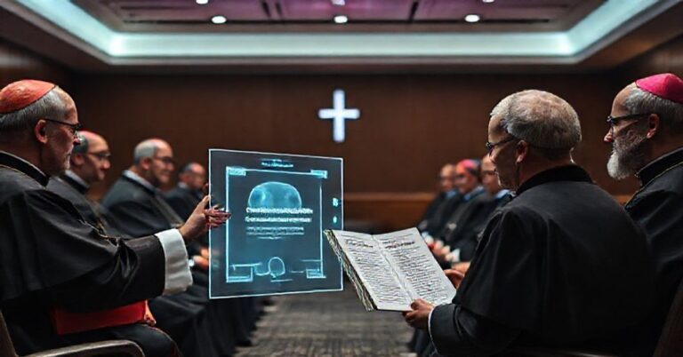 Konferencja "biskupów" USCCB w Baltimore w 2025 roku dotycząca sztucznej inteligencji jako narzędzia pseudoewangelizacji.