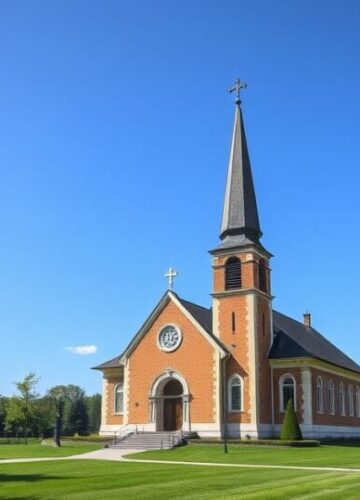 Tradycyjna scena modlitewna w katolickim kościele Obraz katolickiego kościoła z kapłanem modlącym się przed obrazem Matki Bożej, pełen skupienia i pobożności, realistyczny i pełen szacunku wobec tradycji.