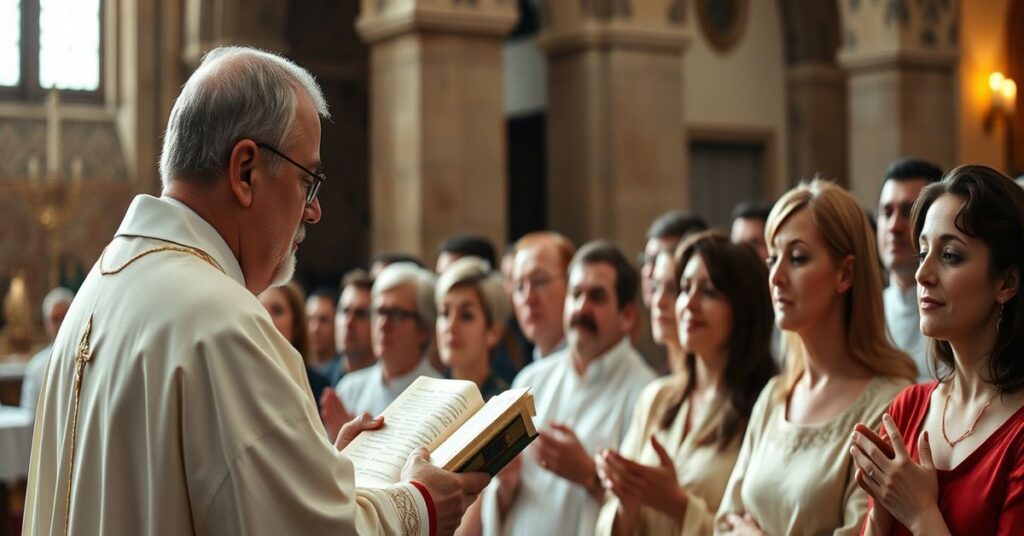 Tradycyjna msza św. z wiernymi odpowiadającymi „Amen” podczas liturgii