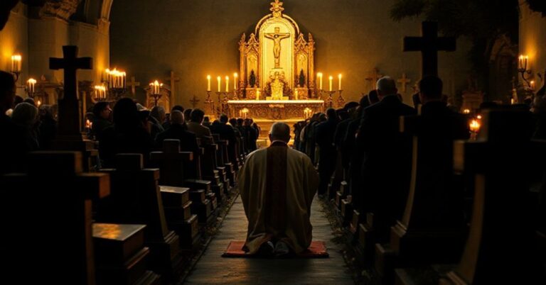 Tradycyjna katolicka msza pogrzebowa w Campo Verano z modlitwą za zmarłych