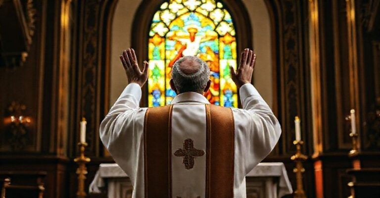 Papież Pius XII modli się w kaplicy przed soborem watykańskim II