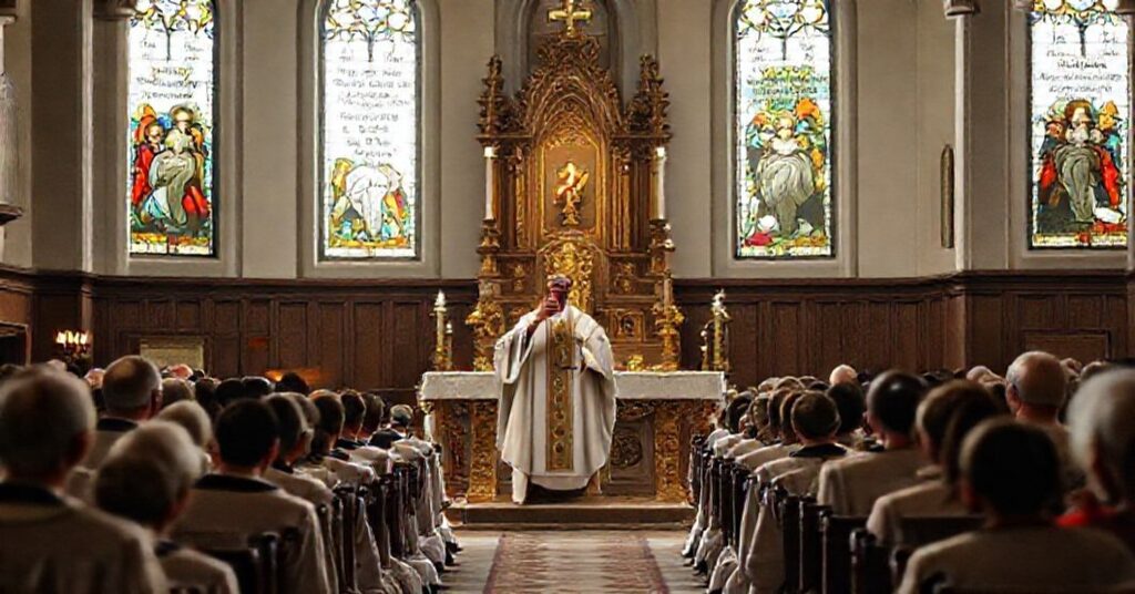 Tradycyjna msza trydencka z komunią pod język i klęczącymi wiernymi w świetle tradycji katolickiej