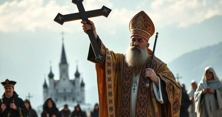 Realistyczne zdjęcie katolickiej pielgrzymki na Jasną Górę, ukazujące wiernych i kapłanów w modlitwie, podkreślające kult Matki Bożej w duchu tradycyjnej katolickiej pobożności.