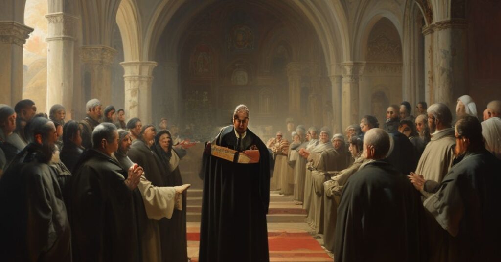 Portret tradycyjnego księdza katolickiego w szatach liturgicznych podczas wizyty pastoralnej w rzymskiej parafii