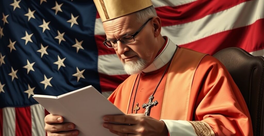 Reverent tradycyjny katolicki ksiądz w sutannie, symbolizujący sprzeciw wobec modernistycznej interpretacji prawa naturalnego w USA