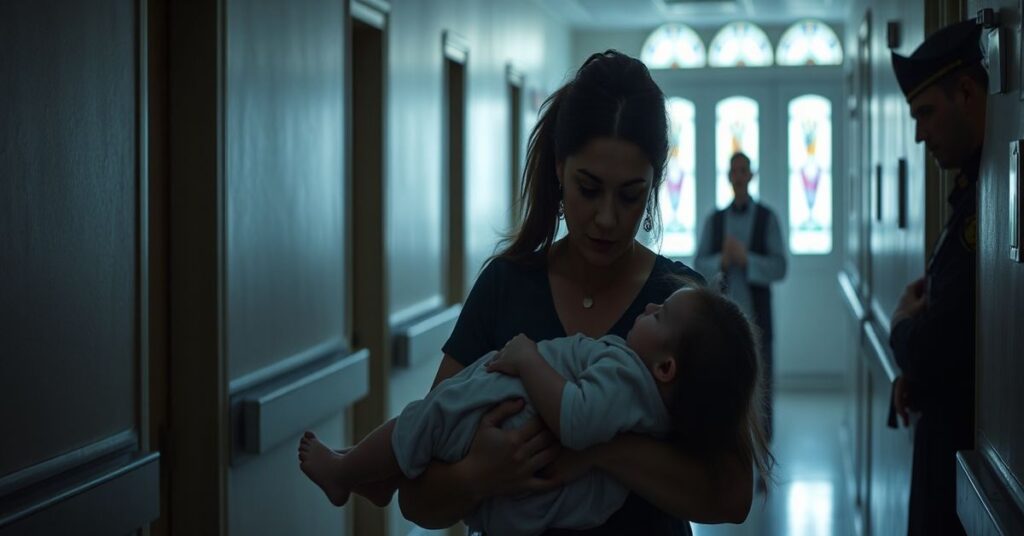 Przerażająca zdjęcie z miejsca zbrodni w Ustce - matka trzymająca martwe ciało swojej czteroletniej córki w szpitalu podczas modlitwy księdza.