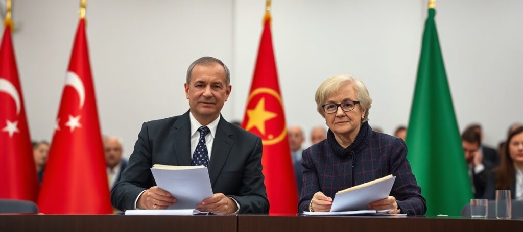Zdjęcie podpisania traktatu bezpieczeństwa między Polską a Wielką Brytanią przez Donalda Tuska i Keira Starmera w Londynie.