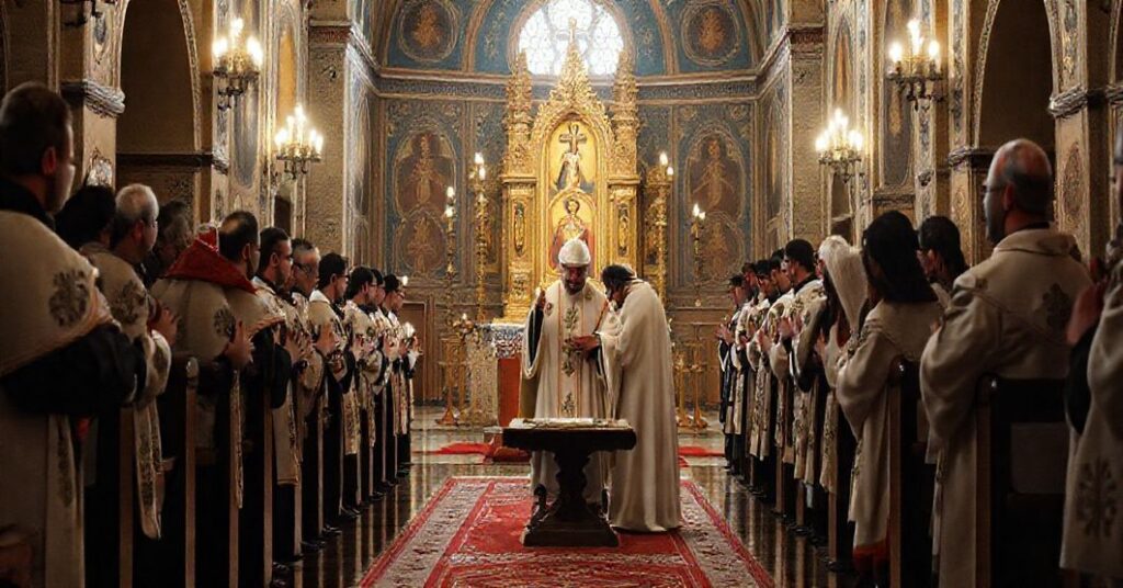 Wewnątrz greckokatolickiej świątyni podczas Triduum Paschalnego - liturgia z elementami odchylającymi się od katolickiej doktryny