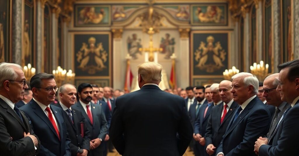 Zgromadzenie przywódców świata podczas konferencji pokojowej z udziałem Donalda Trumpa i przedstawiciela antypapieża Leona XIV.