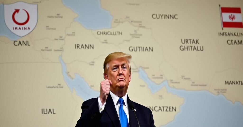 Donald Trump przed cieśniną Ormuz z dokumentem ultimatum. Scena w tradycyjnym katolickim stylu.