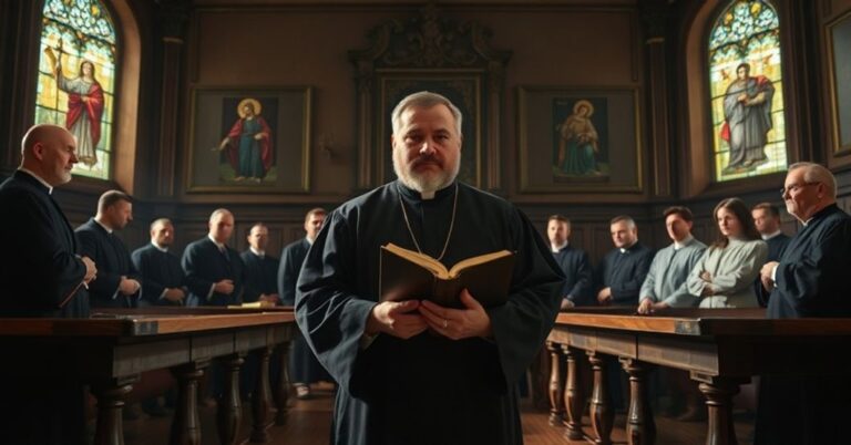 Tradycyjny katolicki wnętrze sędziowskie z debatą o Trybunale Konstytucyjnym