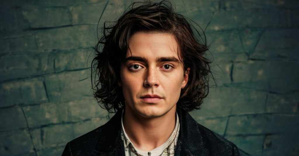 Timothée Chalamet na tle sceny teatralnej z katolickim kontrastem