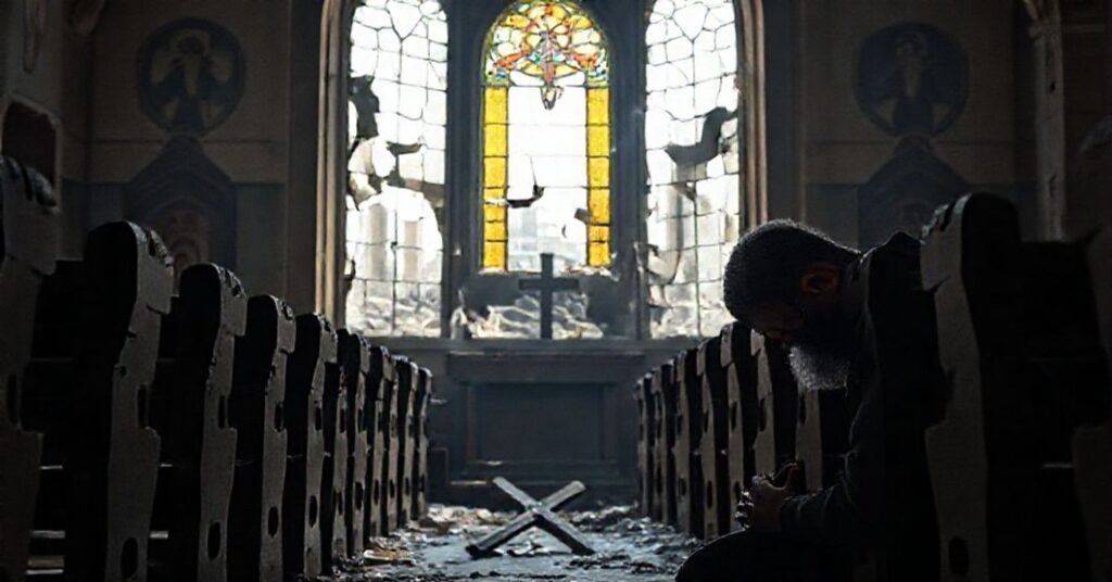 Pusty kościół w Syrii symbolizujący upadek chrześcijaństwa i brak nadprzyrodzonego przeznaczenia w erze posoborowej