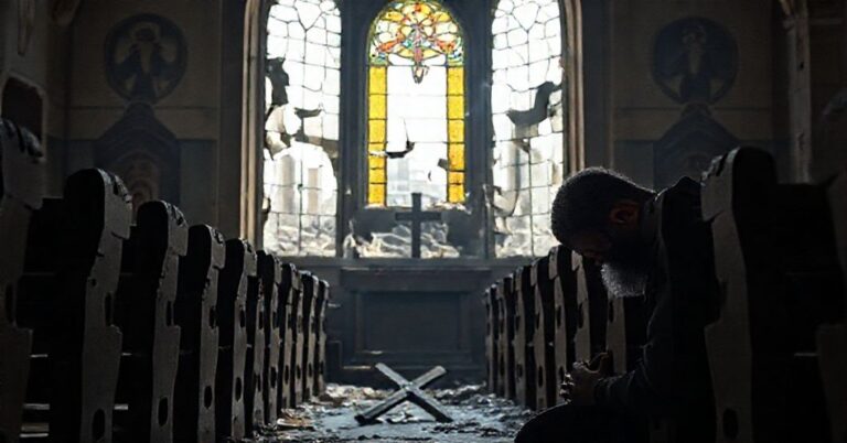 Pusty kościół w Syrii symbolizujący upadek chrześcijaństwa i brak nadprzyrodzonego przeznaczenia w erze posoborowej