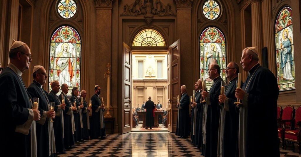 Grupa tradycyjnych katolickich duchownych modli się w Watykanie w signum protestu przeciwko upadkowi papieskiej suwerenności.