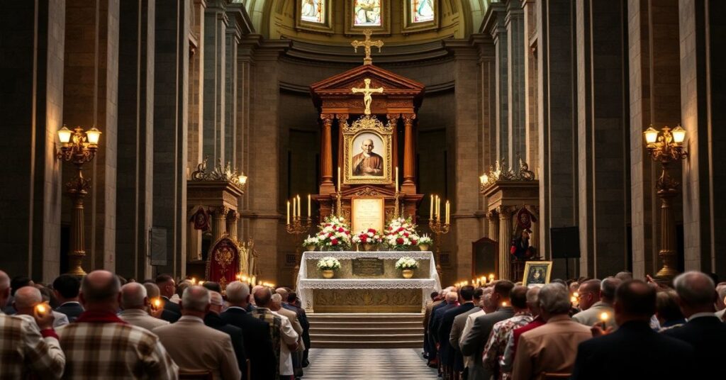 Wnętrze bazyliki Santa Maria Maggiore z kontrowersyjną uroczystością ku czci Jorge Bergoglio.