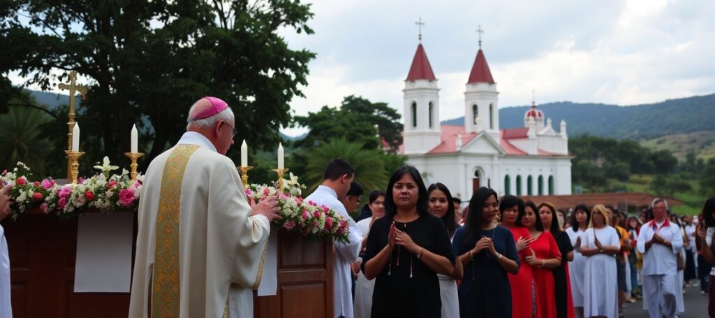 Uroczystość poświęcenia Kolumbii Niepokalanemu Sercu Maryi pod przewodnictwem arcybiskupa Francisca Javier Múnery Correi