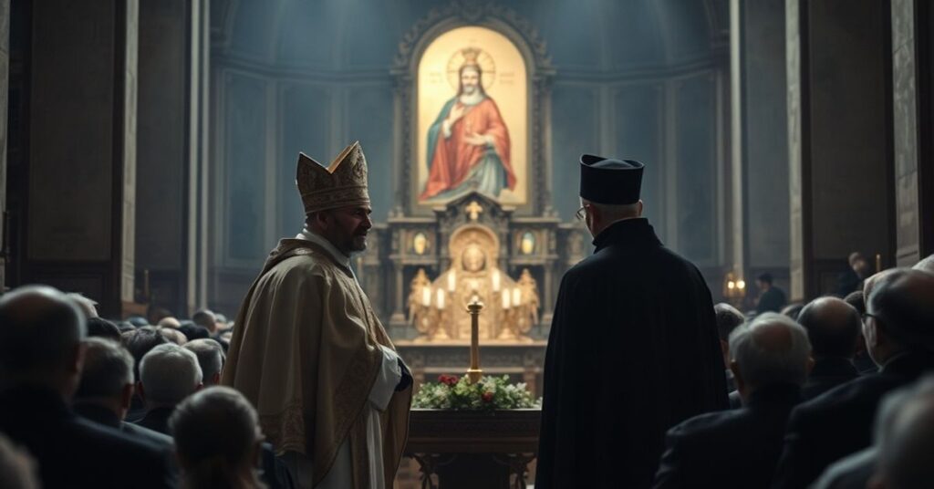 Uroczystość upamiętnienia rzekomego biskupa Feliksa Łukasza Lewińskiego w katedrze w Włodawie, z udziałem 'biskupów' Krzysztofa Wętkowskiego i Kazimierza Gurdy.