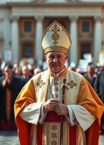 Fałszywy papież Leo XIV i iluzoryczny pokój bez Chrystusa Uzurpator Leo XIV (Robert Prevost) w watykańskiej plazie św. Piotra w otoczeniu polityków i symboli pokoju bez Chrystusa