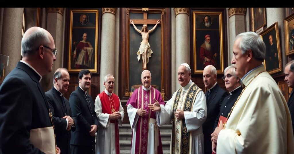 Solemny obraz spotkania uzurpatora Leona XIV z przedstawicielami Courage International w Watykanie.