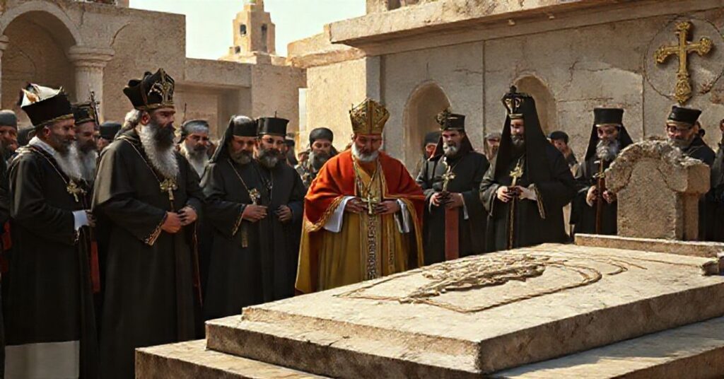 Usurpator 'Leo XIV' podczas kontrowersyjnej wizyty w Libanie, modląc się przy grobie fałszywego 'św.' Szarbela w Annaji.