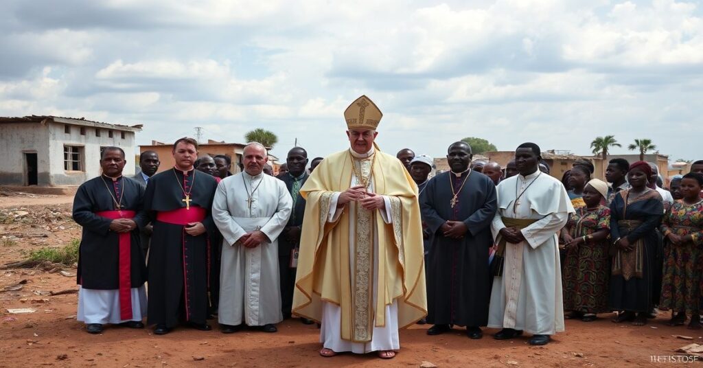 Uzurpator 'Leo XIV' podczas wizyty w Saurimo w Angoli otoczony przez biskupów sekty posoborowej