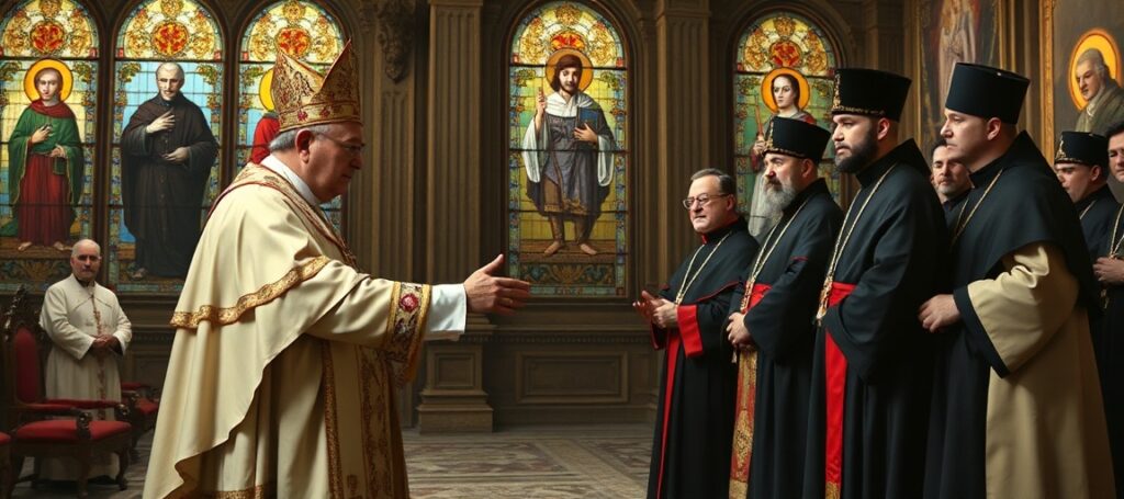 Uzurpator Leon XIV w towarzystwie Arama I z Ormiańskiego Kościoła Apostolskiego podczas ekumenicznej audiencji w Watykanie