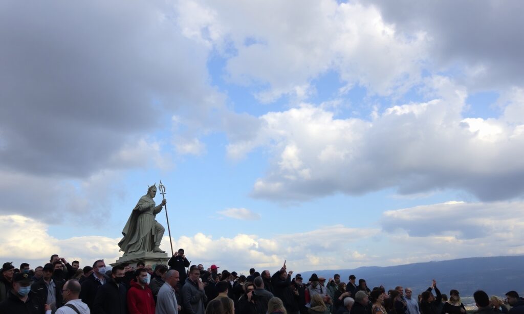 Uzurpator Leon XIV w Castel Gandolfo mówi o sprawiedliwej wojnie i broni jądrowej. Na tle widoczna jest pustka duchowa i brak Chrystusa Króla.