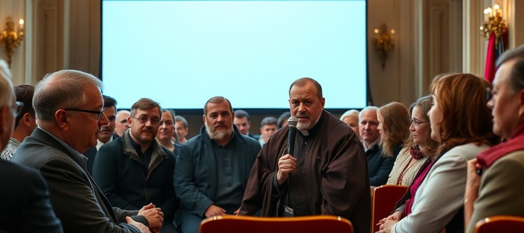 Portret uzurpatora Leona XIV podczas przemówienia na konferencji o sztucznej inteligencji i antropologii bez Chrystusa