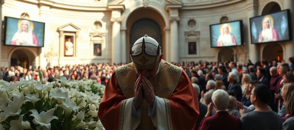 Uzurpator Leon XIV modli się przy Grocie Lourdes w Ogrodach Watykańskich - sceny fałszywej pobożności bez Chrystusa Króla