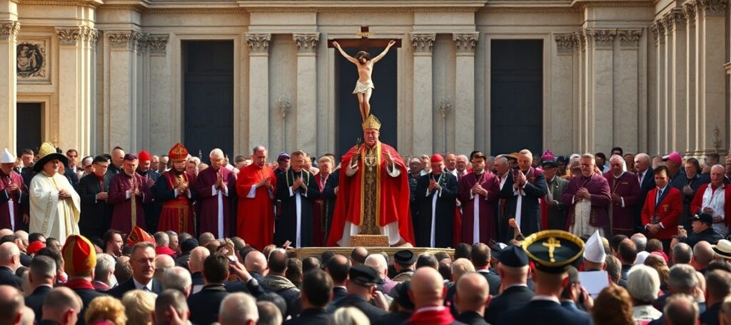 Uzurpator Leon XIV na Placu św. Piotra podczas modlitwy Regina Caeli
